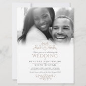 葉線芸術ハートモノグラム結婚タンの写真 招待状 (正面)