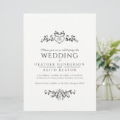 葉線芸術ハートモノグラム結婚モノ 招待状 (スタンド正面)