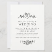 葉線芸術ハートモノグラム結婚モノ 招待状 (正面)