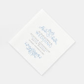 葉線芸術ハートモノグラム青結婚白 スタンダードランチョンナプキン (角)