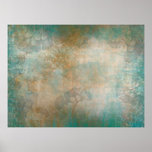 葉背グランジ紙 ポスター (正面)