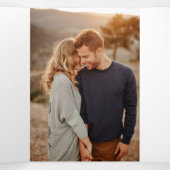 葉色とバラのフェイク金ゴールドの結婚写真 三つ折り招待状 (内部中)