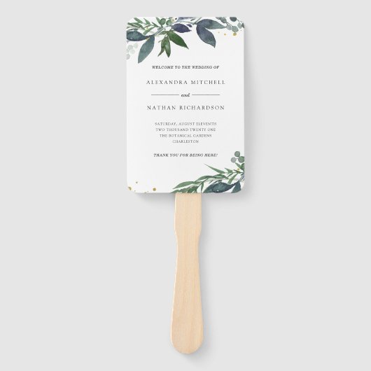 葉色の水色 |の結婚葉 ハンドファン (正面)