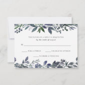 葉色の水色 |ウェディングRSVP 出欠カード (正面)