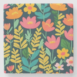 葉花カラフルデザイン ストーンコースター