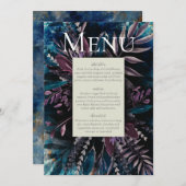 葉花ブーケブルー色彩の鮮やかスメニュー 招待状 (正面/裏面)