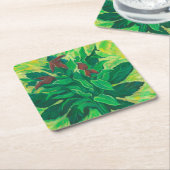 葉葉花・フローラ芸術絵画の スクエアペーパーコースター (アングル)