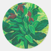 葉葉花・フローラ芸術絵画の ラウンドシール (正面)