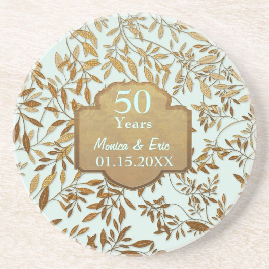 葉金ゴールド50結婚周年 コースター (正面)