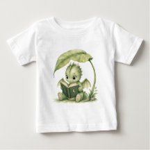 葉陰で絵本を読むかわいいベビードラゴンの子供服