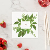 葉離れ金ゴールドモノグラム結婚のカクテル スタンダードカクテルナプキン (インサイチュ)