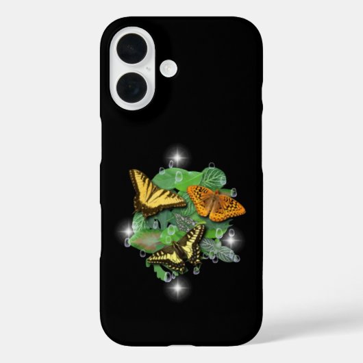 葉雨粒と星付き蝶 Case-Mate iPhoneケース (裏面)