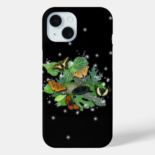 葉雨粒と星付き蝶 Case-Mate iPhoneケース (裏面)