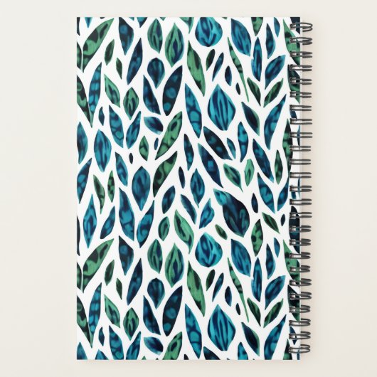葉青と緑の植物模様 プランナー手帳 (裏面)