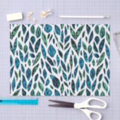 葉青と緑の植物模様 薄葉紙 (クラフト)