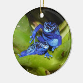 葉1の青い毒投げ矢のカエル セラミックオーナメント (左)
