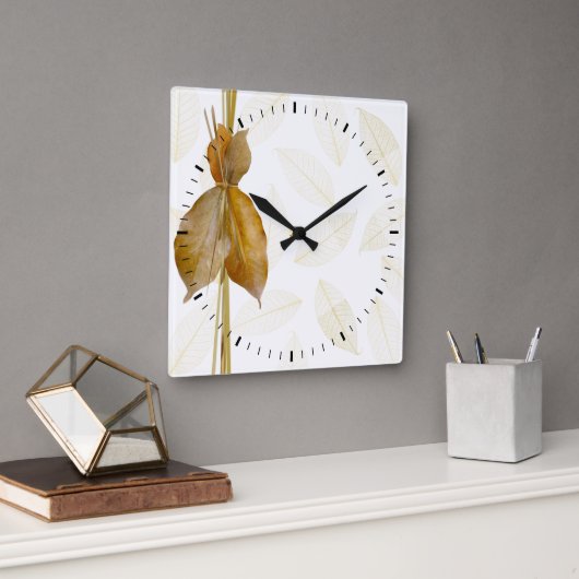葉&ストロー製品、壁時計モダン スクエア壁時計 (オフィス)
