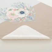 葉&フラワーウォータカラーハート シェルパブランケット (3/4)