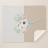 葉&フラワーウォータカラーハート シェルパブランケット (正面(横))