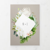 葉+フローラ結婚式招待状と詳細 三つ折り招待状 (カバー)