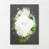 葉+フローラ結婚式招待状と詳細 三つ折り招待状 (カバー)