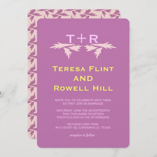 葉 & モノグラム 招待状 (正面/裏面)