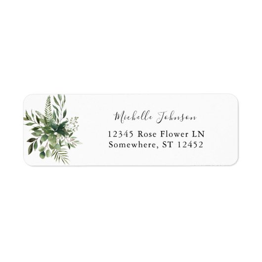 葉&ユーカリ素朴差出人住所 ラベル (正面)