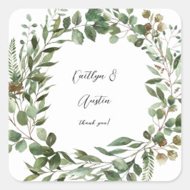 葉&ユーカリ素朴 スクエアシール