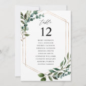 葉&ユーカリ金ゴールドテーブル番号座席表 招待状 (正面)