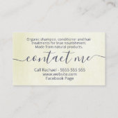 葉,手作りの手作りのベージュのヘアー用品 名刺 (裏面)