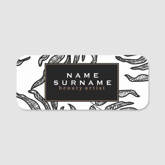 葉(白黒) 名札 (正面)