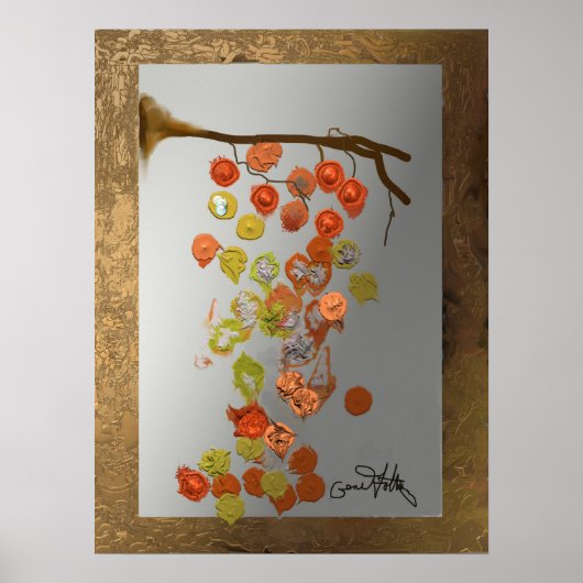 葉-紅葉抽象デザイン ポスター (正面)