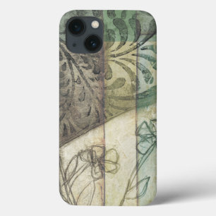 葉、花および草が付いている庭のパネル iPhone 13ケース