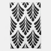 葉 黒白 ミニマル キッチンタオル (縦)