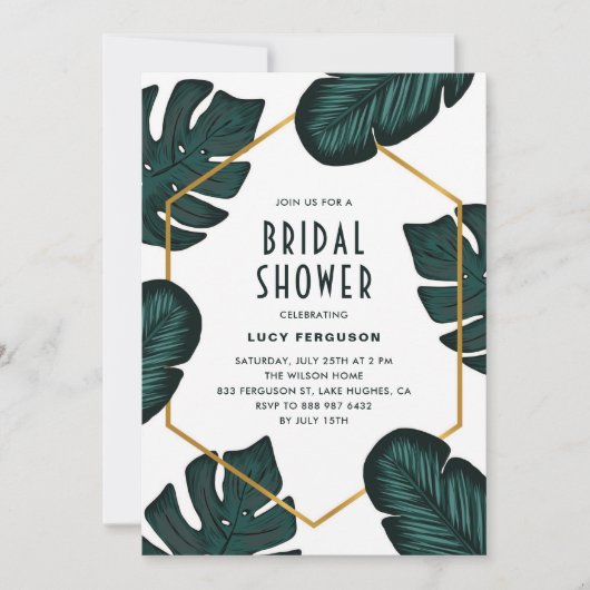 葉Frames Tropical Bridal Shower Invitation 招待状 (正面)