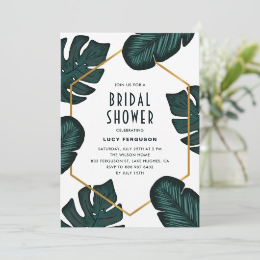 葉Frames Tropical Bridal Shower Invitation 招待状 (スタンド正面)