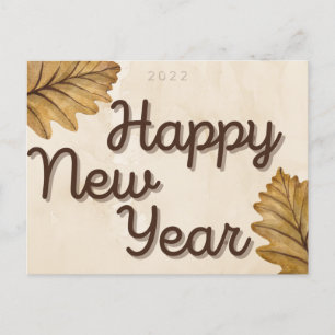 葉Happy New Yearはがき ポストカード