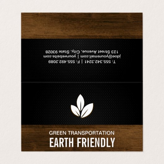 葉Natural Wood Grain Trim Black Mesh 名刺 (外部フラット)