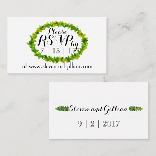 葉RSVPカードまたは日付のメモカードを包んで下さい エンクロージャーカード (正面/裏面)