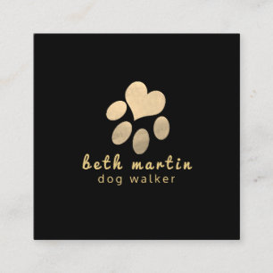 著しくかわいい手のプリントNハートブラック金ゴールド スクエア名刺