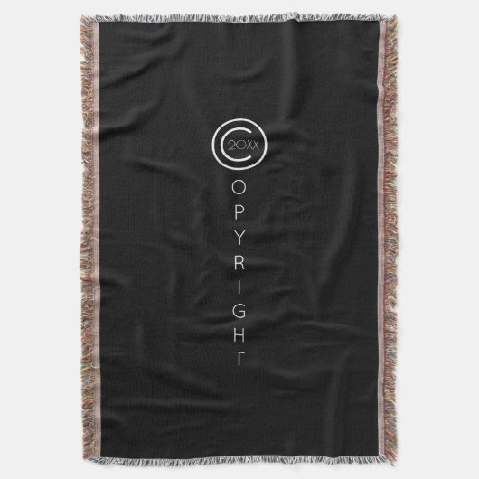 著作権モダンの黒 スローブランケット (正面縦)