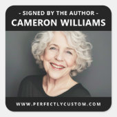 著者直筆 サイン写真 名前 ウェブサイトURL 黒 スクエアシール (正面)