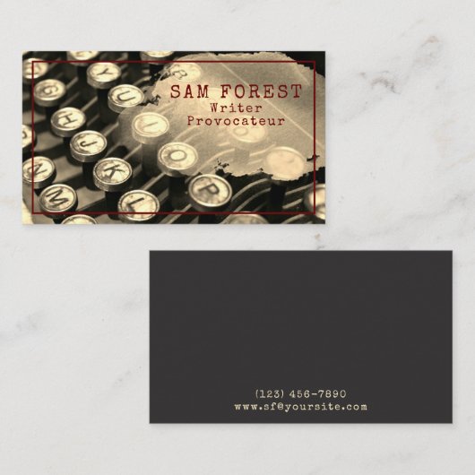 著者記者作家アンティークタイプライター 名刺 (正面/裏面)