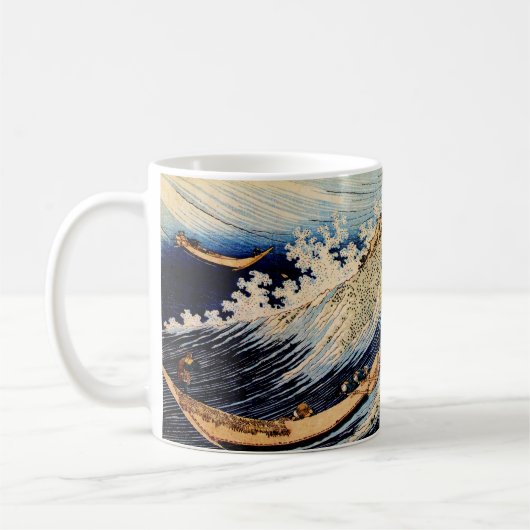 葛飾北斎によるシモサ州の千駄ヶ谷 コーヒーマグカップ (左)