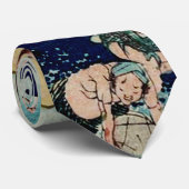 葛飾北斎による金利根川での籠釣り ネクタイ (ロール)