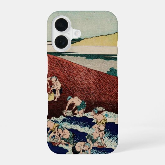 葛飾北斎による「鬼怒川の篭漁」 iPhone 16ケース (裏面)