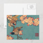 葛飾北斎のウソと枝垂桜 古典的な鳥の図 ポストカード (正面/裏面)