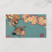 葛飾北斎のウソと枝垂桜 古典的な鳥の図 名刺 (裏面)