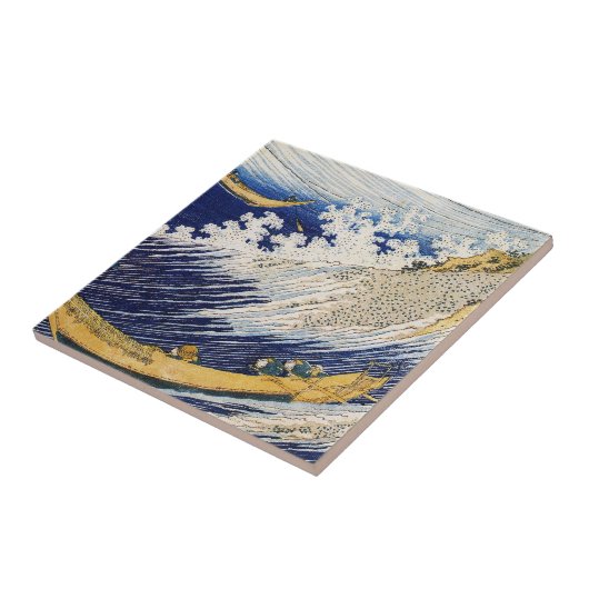 葛飾北斎の傑作「おおかな波」アート タイル (側面)