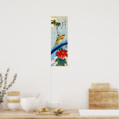 葛飾北斎の浮世絵、芙蓉の枝の小鳥 ポスター (キッチン)
